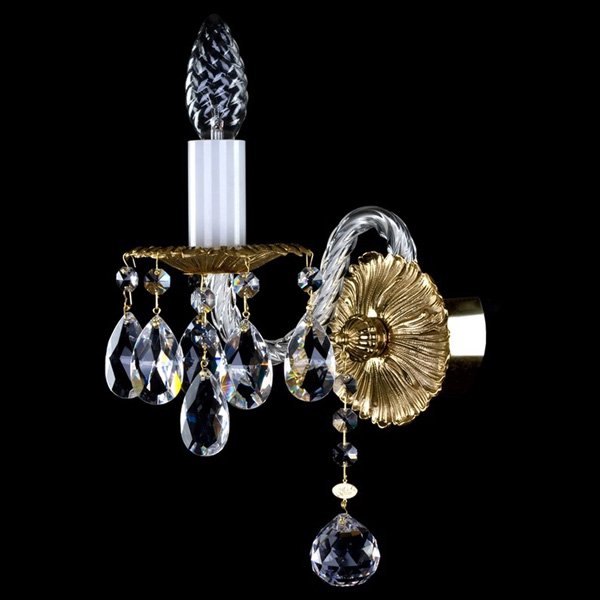 【ART GLASS】真鍮製クリスタルブラケット 1灯「CHLOE」(W110×H260mm)