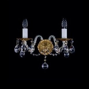 【ART GLASS】真鍮製クリスタルブラケット 2灯「CHLOE」(W360×H260mm)