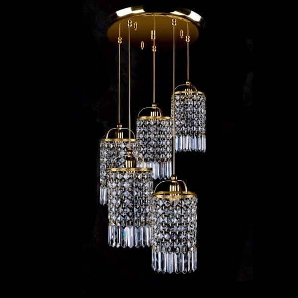 【ART GLASS】クリスタルペンダントシーリングシャンデリア「SMALL GAME」5灯(W370×H270-1020mm)