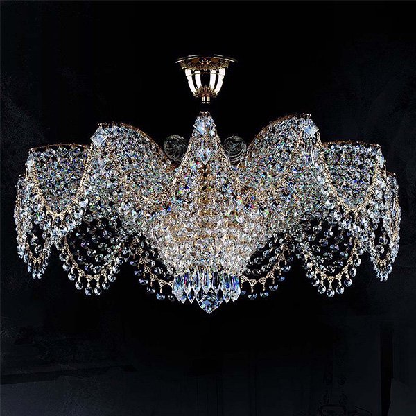 【ART GLASS】クリスタルシーリングシャンデリア「PAVLA」12灯(W590×H280mm)