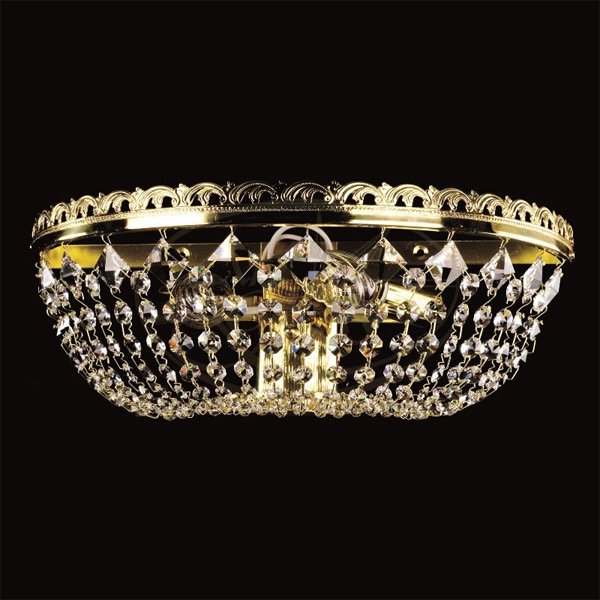 【ART GLASS】真鍮製クリスタルブラケット「PERLA」2灯(W360×H115mm)