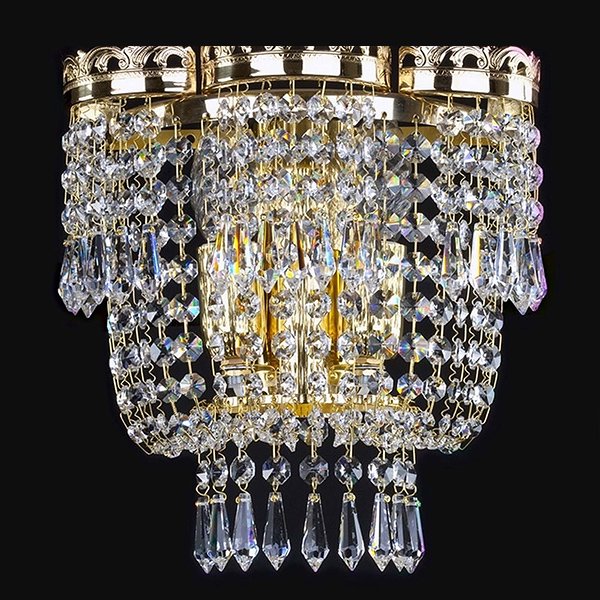 【ART GLASS】真鍮製クリスタルブラケット「MORGANA」2灯(W240×H270mm)