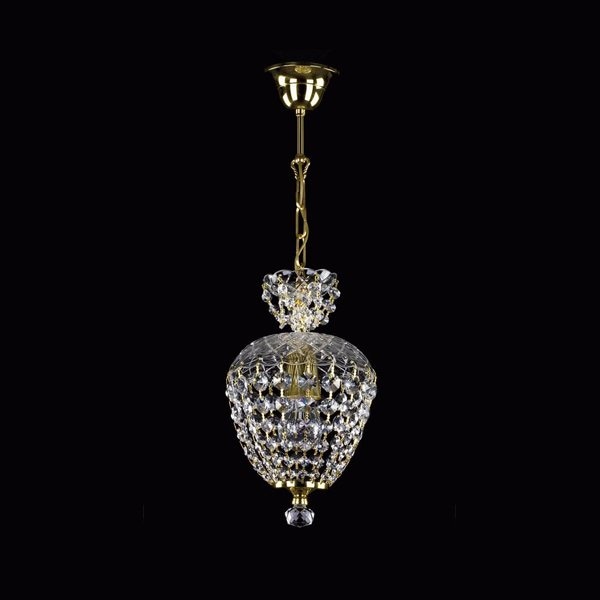 【1台在庫有！ゴールドのみ】【ART GLASS】クリスタルペンダントシャンデリア「VIVIEN」1灯(W210×H340mm)