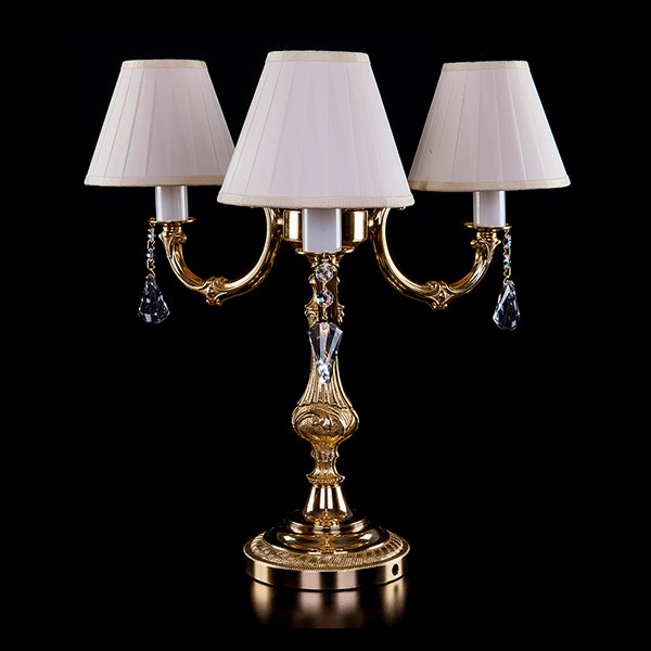 【ART GLASS】真鍮製シェードテーブルライト「BARILA」3灯(W530×H470mm)