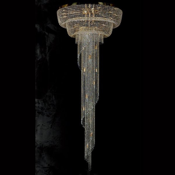 【ART GLASS】クリスタルラインシャンデリア「SPIRAL」30灯(W1000×H2500mm)