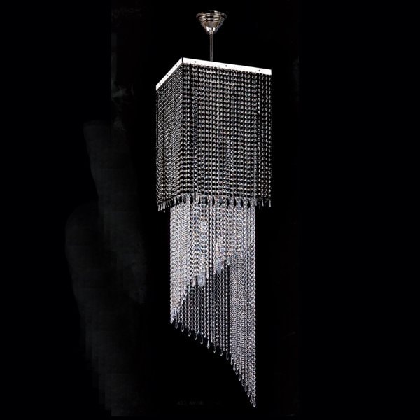 【ART GLASS】クリスタルラインシャンデリア「AMBRA」12灯(W400×D400×H1500mm)