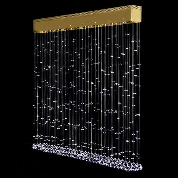 【ART GLASS】クリスタルワイヤーアートシーリングシャンデリア「CURTAIN」5灯(W1000×D90×H1000mm)