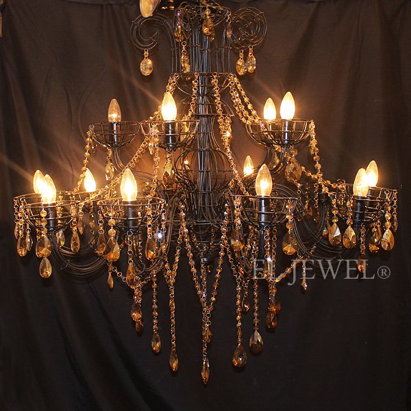 【ALABASTER】デザインクリスタルシャンデリア 12灯 ブラック