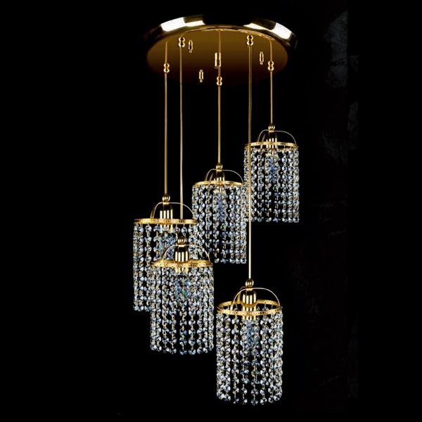 【ART GLASS】クリスタルペンダント・シーリングシャンデリア「SMALL GAME」5灯(W370×H240-990mm)