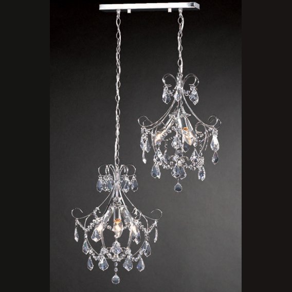 【５台から注文可】モダンペンダントシャンデリア 6灯 シルバー(W540×H320mm)