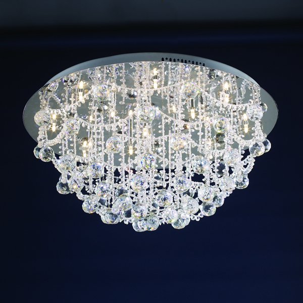 【LA LUCE】デザインクリスタルシーリングシャンデリア 16灯 クローム(W660×H300mm)