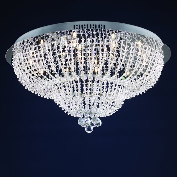 【LA LUCE】デザインクリスタルシーリングシャンデリア 16灯 クローム(W660×H320mm)