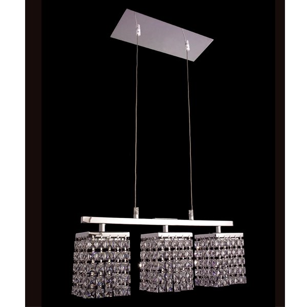 【CLT】アメリカ・クリスタルデザインシャンデリア『Bedazzle』3灯クリア、スクエア(W450×H130mm)*