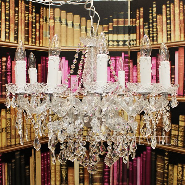 【LA LUCE】マリア・テレサ型 クリスタルシャンデリア 12灯 クローム(W800×H500mm)