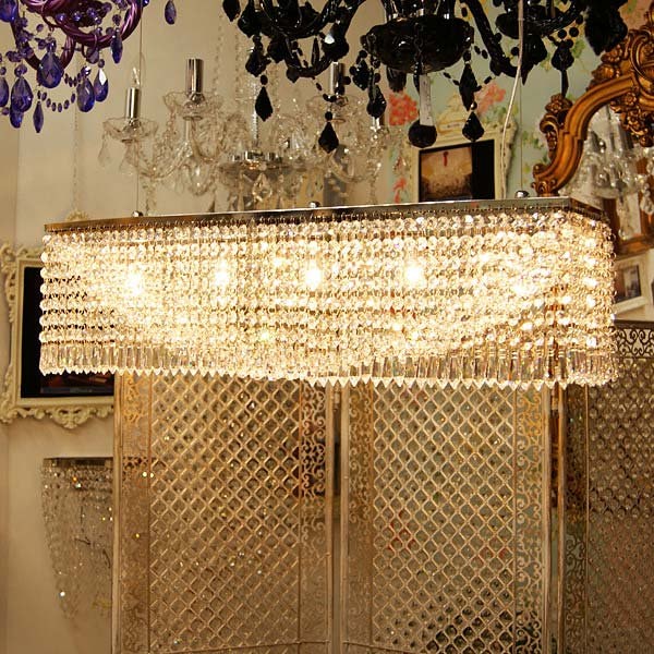 【LA LUCE】クリスタルデザインシャンデリア 7灯 (W1000×D200×H200mm)