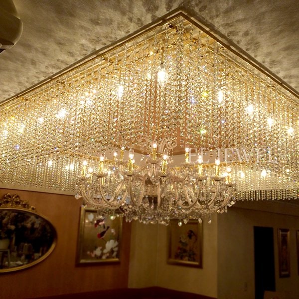 デザインクリスタルラインシャンデリア ゴールドorクローム(W2320×D200