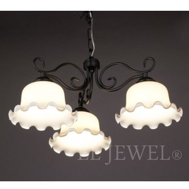 イタリア製ガラスシェードシーリングシャンデリア LED 3灯(W500×H270mm)