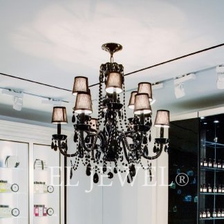 【1台在庫有！】カラーシャンデリア 12灯 ブラック(W790×H710mm)