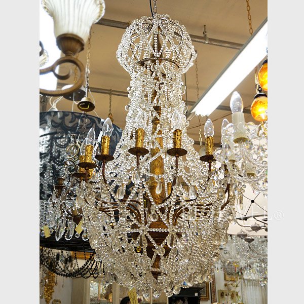 クリスタル製ゴールドシャンデリア シャンデリア おしゃれ ゴージャス エレガント 6灯 豪華 高級感