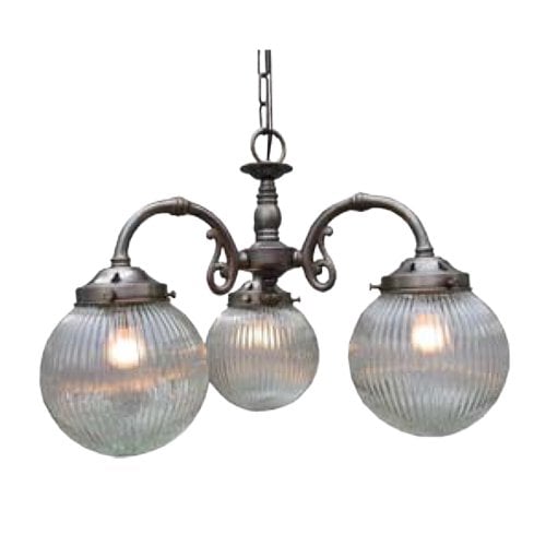 <b>【LAMPS】</b>アンティーク調ガラスシェードシャンデリア 3灯(W440×D440×H330mm)