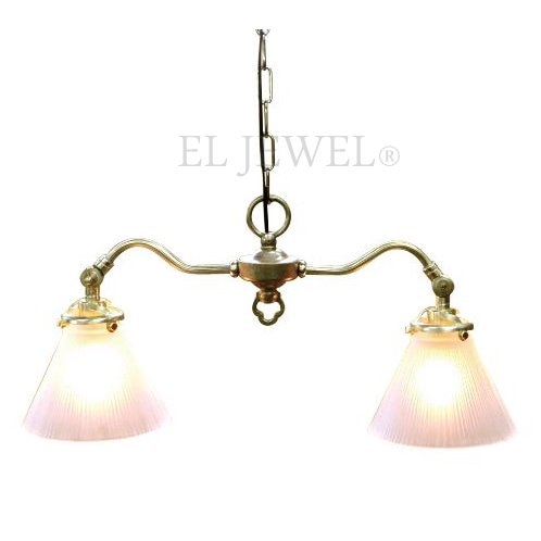 <b>【LAMPS】</b>アンティーク調ガラスシェードシャンデリア 2灯(W510×D155×H205mm)