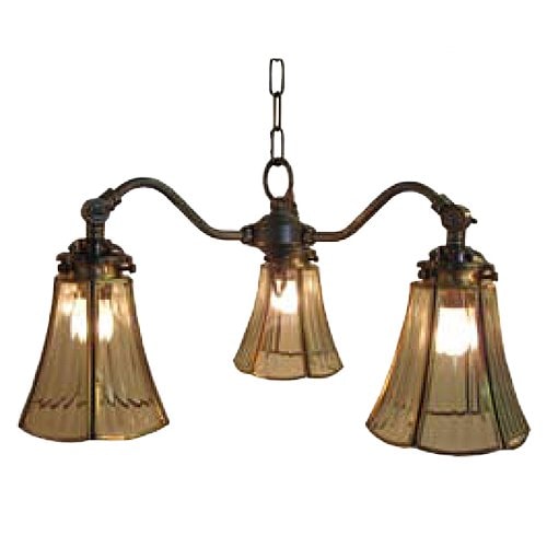 <b>【LAMPS】</b>アンティーク調ガラスシェードシャンデリア 3灯(W440×D440×H240mm)