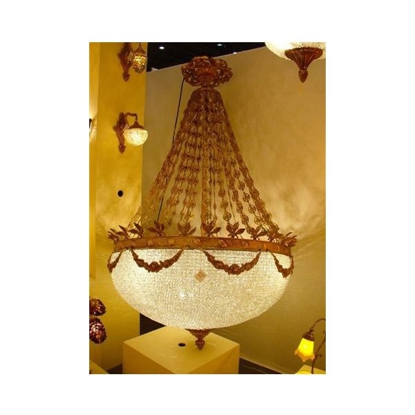 フレンチアンティーク・ランプシェードシャンデリアガラスライト真鍮照明