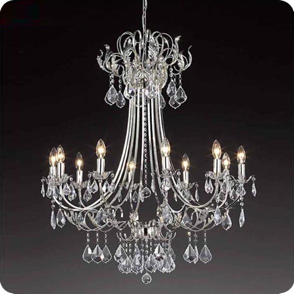 【５台から注文可】クリスタルシャンデリア 10灯 シルバー(W850×H1000mm)