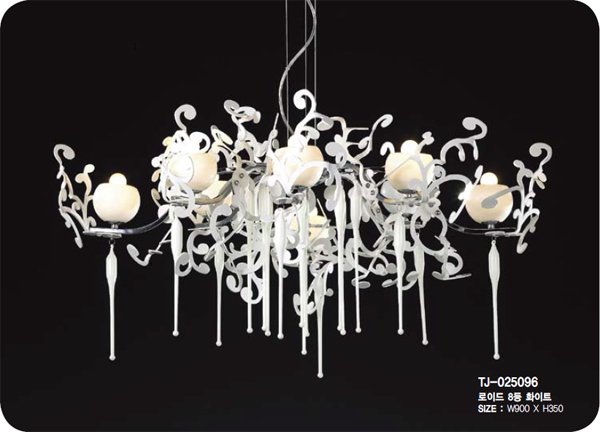 【５台から注文可】モダンホワイト シャンデリア 8灯(W900×H350mm)