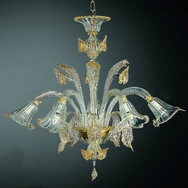 【VENICE ARTE】フラワーシャンデリア「AQUA」5灯(φ850×H800mm)