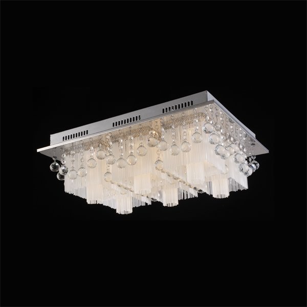【LA LUCE】デザインクリスタルシーリングシャンデリア 8灯 クローム(450×450×H220mm)