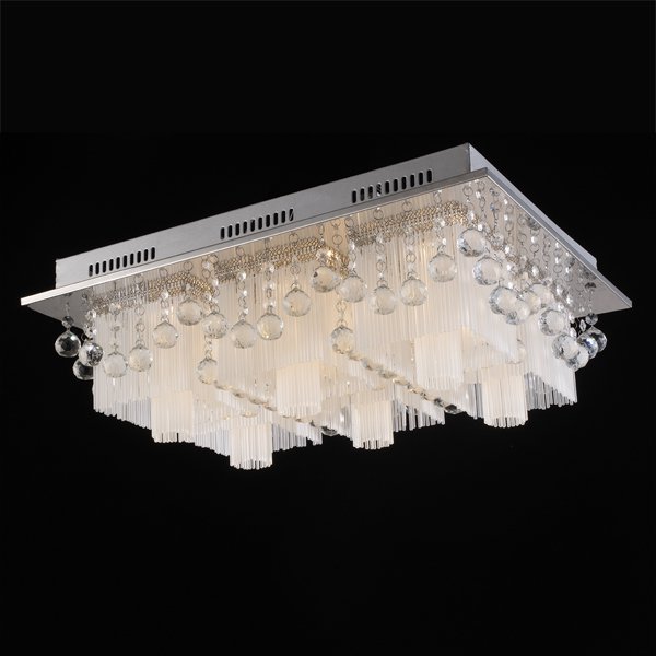 【LA LUCE】デザインクリスタルシーリングシャンデリア 11灯 クローム(600×450×H220mm)