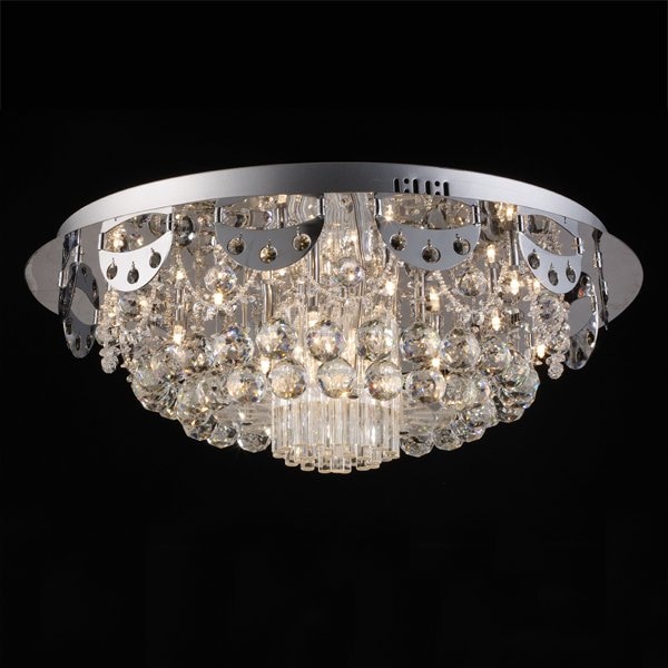 【LA LUCE】デザインクリスタルシーリングシャンデリア 18灯 クローム(φ660×H300mm)
