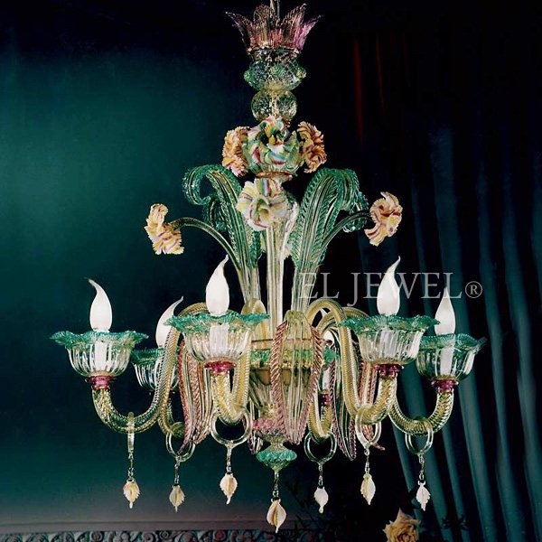 【VENICE ARTE】ヴェネチアンシャンデリア「Doria」5灯(φ570×H700mm)