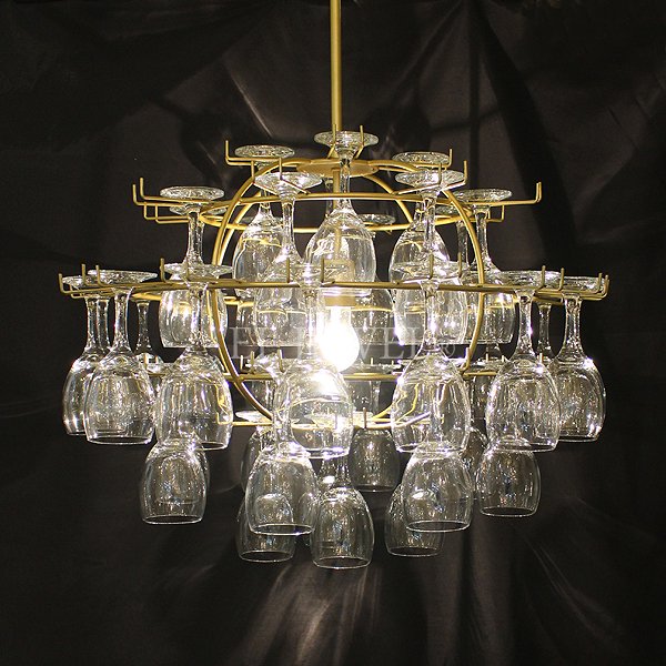 【1台在庫有！】グラスホルダーシャンデリア 1灯(φ600×H800mm)