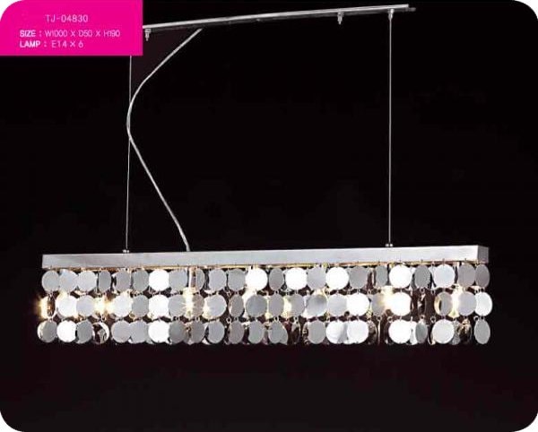 【５台から注文可】モダンシャンデリア 6灯 シルバー(W1000×H190mm)