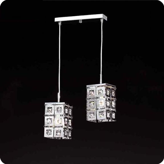 【５台から注文可】モダンシャンデリア 2灯 シルバー(W110×H170mm)