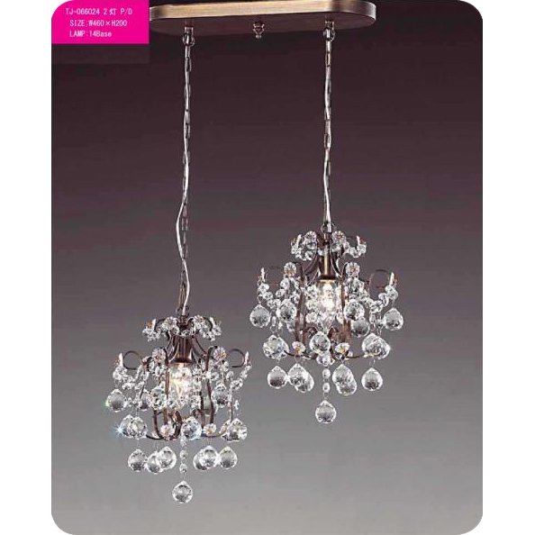 【５台から注文可】ペンダント型シャンデリア 2灯 アンティークブラウン(W460×H200mm)