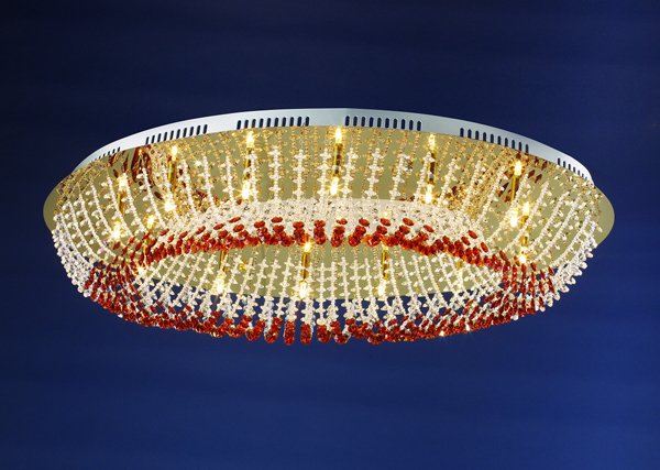 【LA LUCE】デザインクリスタルシーリングシャンデリア 12灯 クローム(800×500×H150mm)