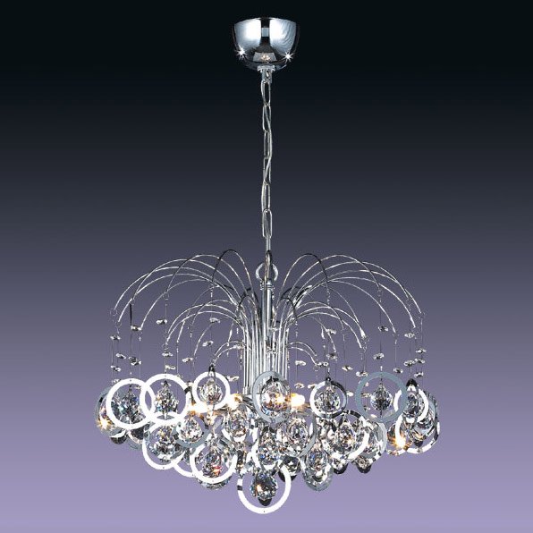 【５台から注文可】モダンシャンデリア 6灯 シルバー(W500×H370mm)