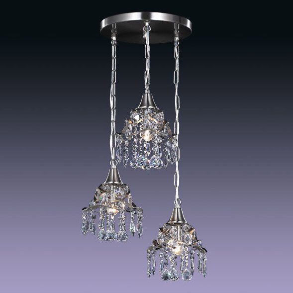 【５台から注文可】モダンシャンデリア 3灯 シルバー(W390×H800mm)調整可能