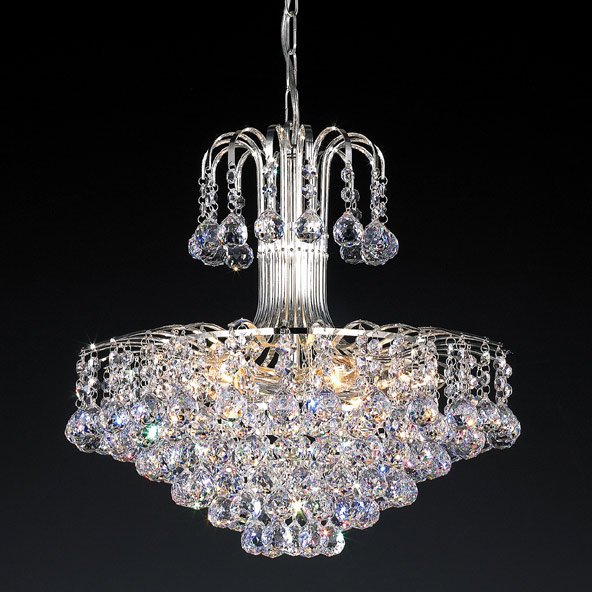 【５台から注文可】モダンクリスタルボールシャンデリア 6灯 シルバー(W450×H440mm)