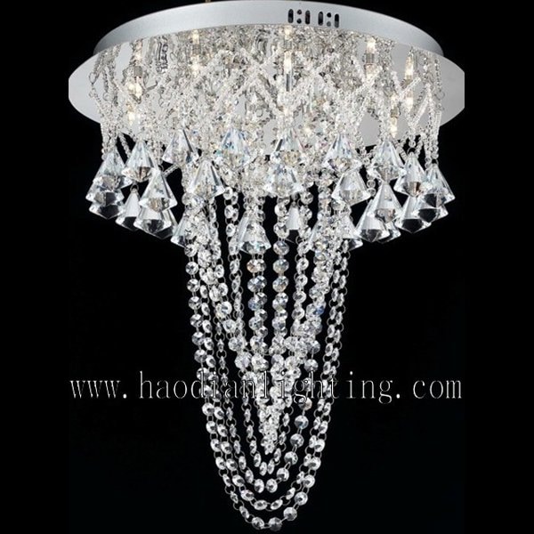 【LA LUCE】デザインクリスタルシーリングシャンデリア 14灯 クローム(φ460×H480mm)【2台から注文可】