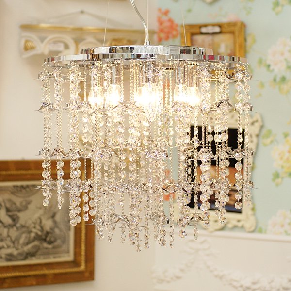 <b>【５台から注文可】</B>デザインシャンデリア 6灯 シルバー(W460×H460mm)