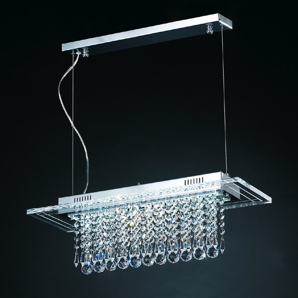 <b>【５台から注文可】</B>クリスタルLEDシャンデリア シルバー(W600×D200×H210mm)