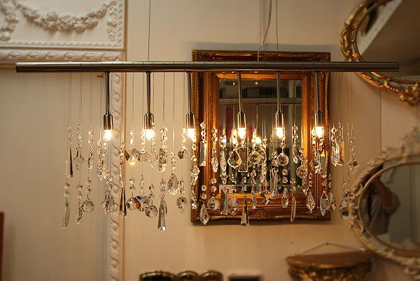 【５台から注文可】クリスタルシャンデリア 6灯 シルバー(W950×H300mm)