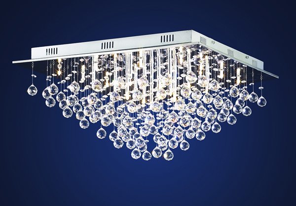 【LA LUCE】デザインクリスタルシーリングシャンデリア 25灯 クローム(W620×H330mm)