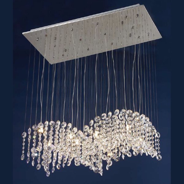 【LA LUCE】ワイヤーアート・クリスタルシーリングシャンデリア 12灯 クローム(700×350×H800mm)