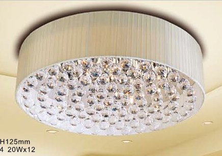 【LA LUCE】デザインクリスタルシーリングシャンデリア 12灯 クローム(φ500×H125mm)