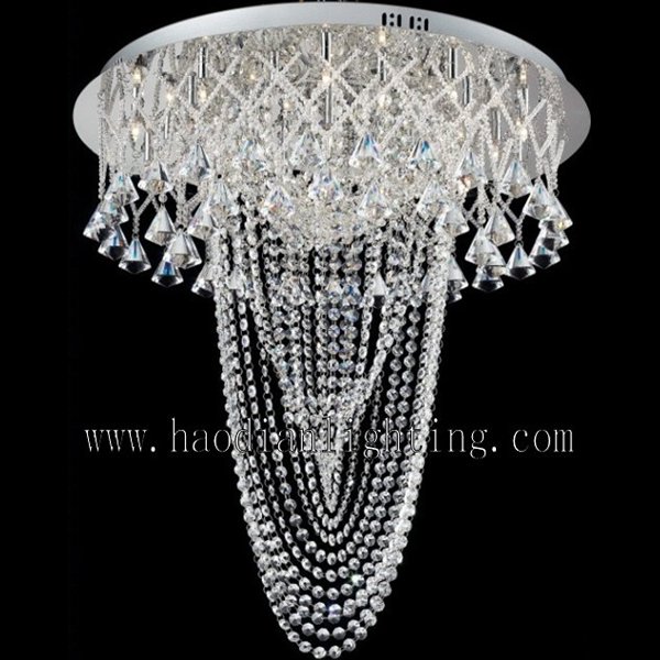 【LA LUCE】デザインクリスタルシーリングシャンデリア 26灯 クローム(φ660×H660mm)